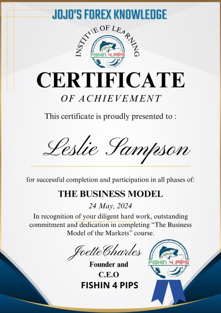 Leslie Sampson Fishin4Pips Certification