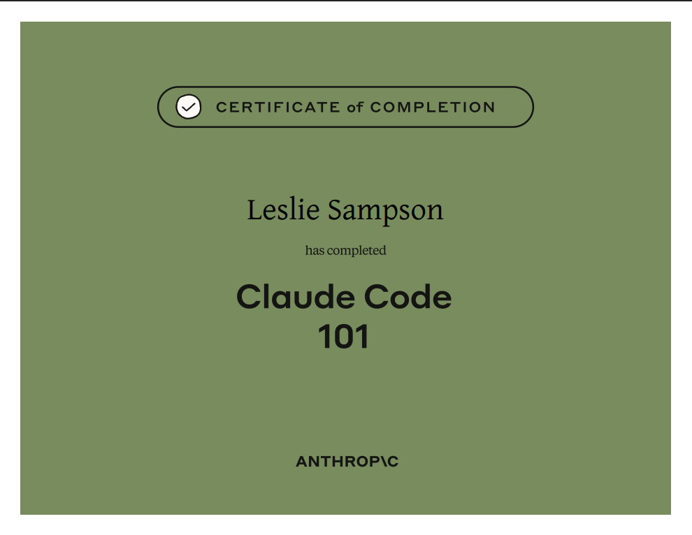 Certificate of completion: Claude Code 101