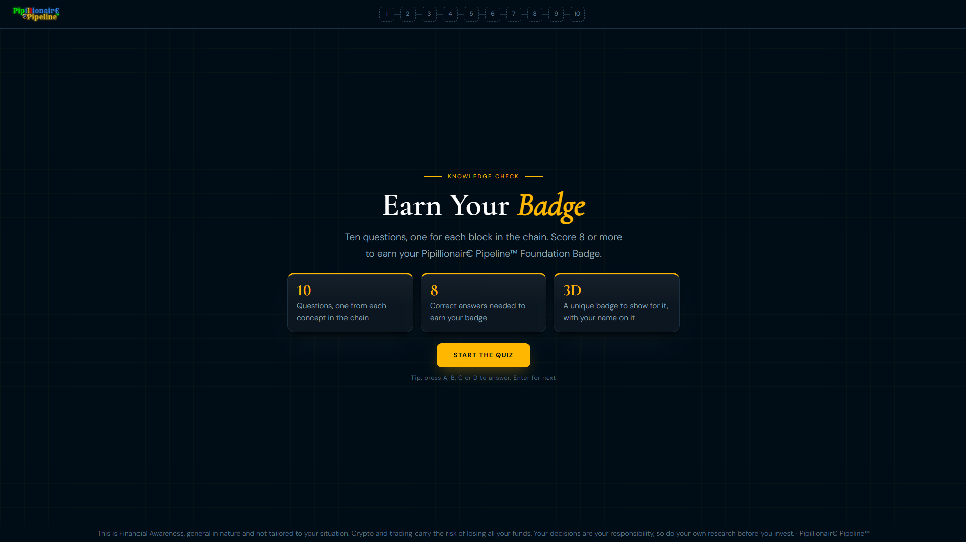 Earn Your Badge, the ten question knowledge check